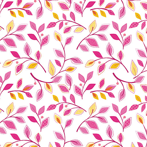 Pink/White Serendipity Small Vine - Benartex Cotton
