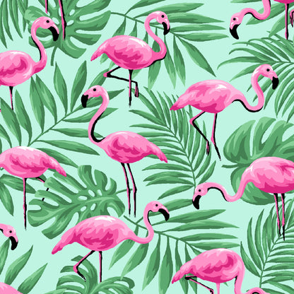Pink Flamingos on Green - Fabric Traditions Cotton
