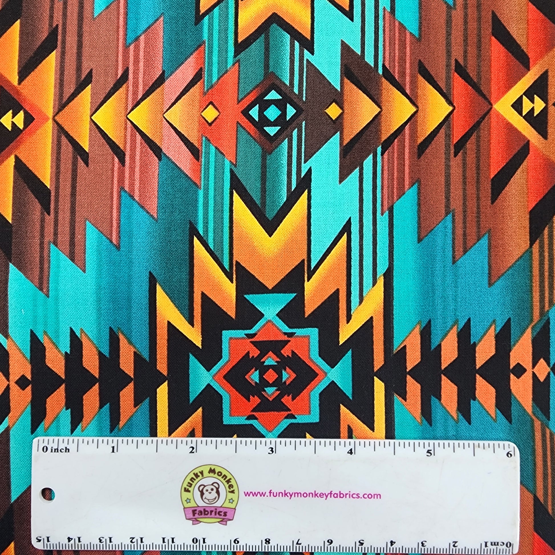 Turquoise Aztec - Timeless Treasures Cotton