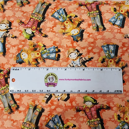 CLEARANCE Coral Tossed Scarecrows - Blank Cotton