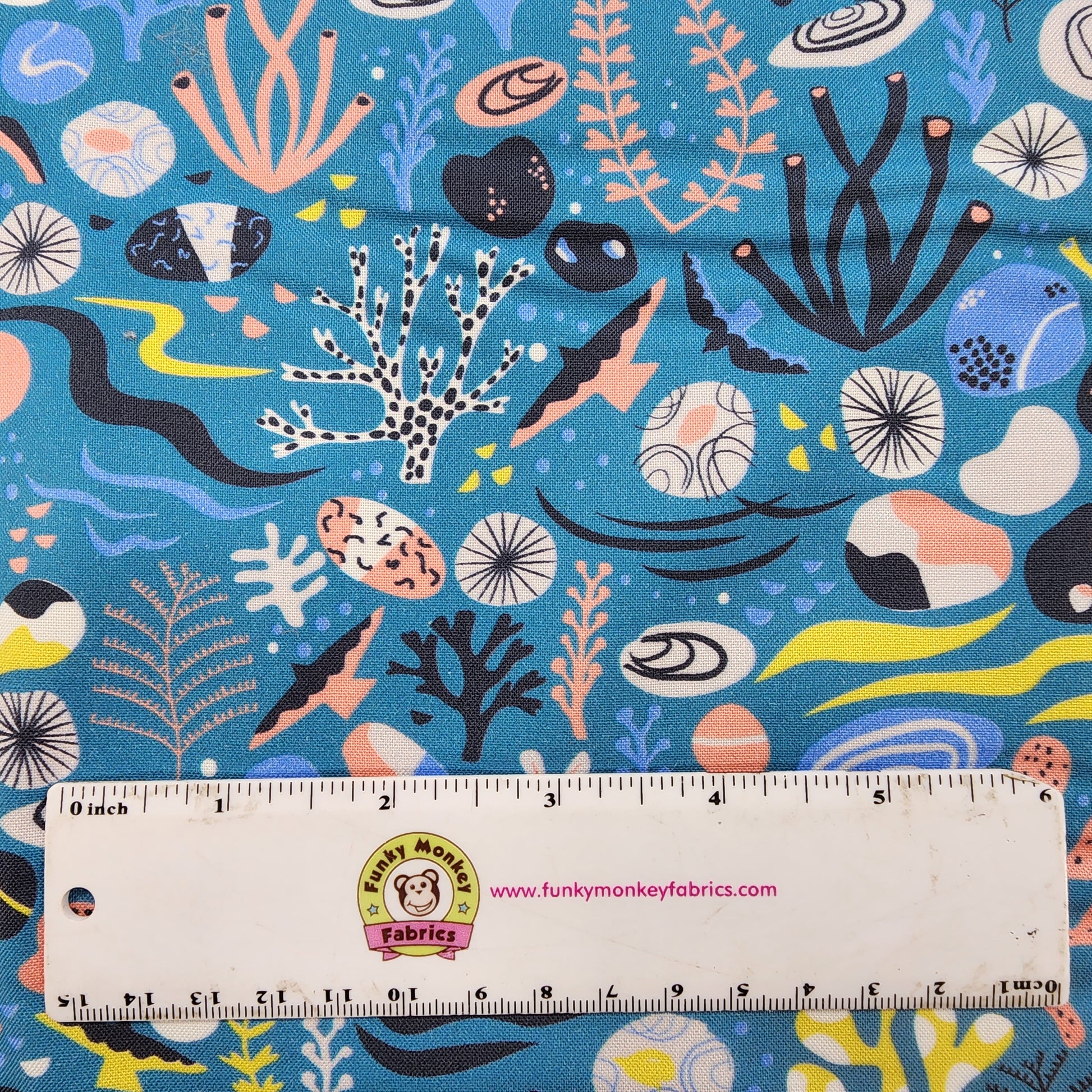 CLEARANCE Underwater Scene Teal - Dashwood Studio Cotton