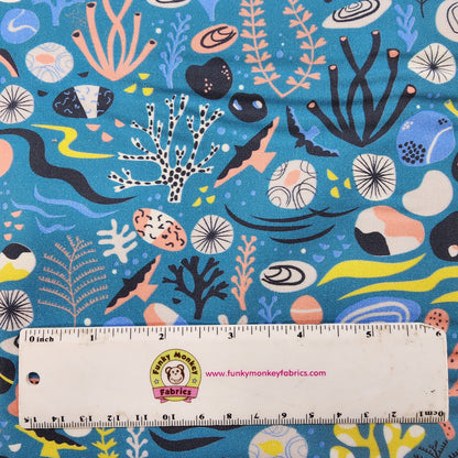 CLEARANCE Underwater Scene Teal - Dashwood Studio Cotton