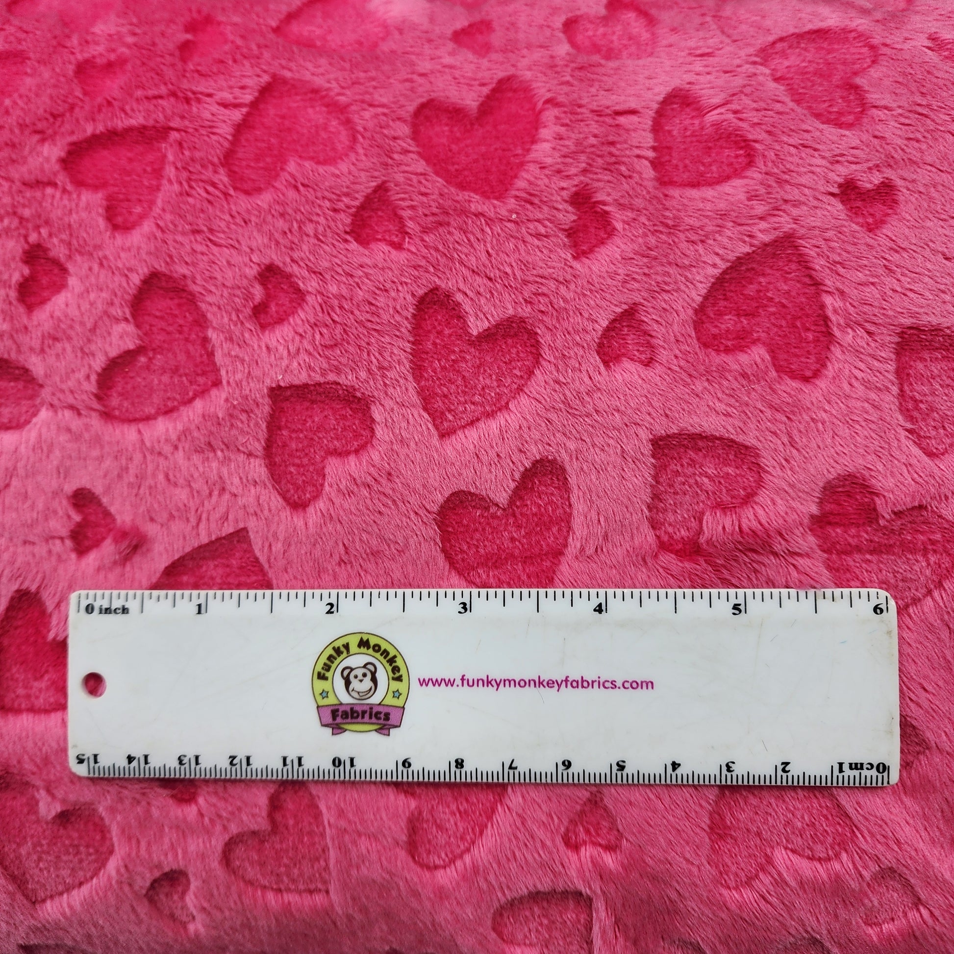 Fuchsia Embossed Hearts - Shannon Fabrics Cuddle Minky