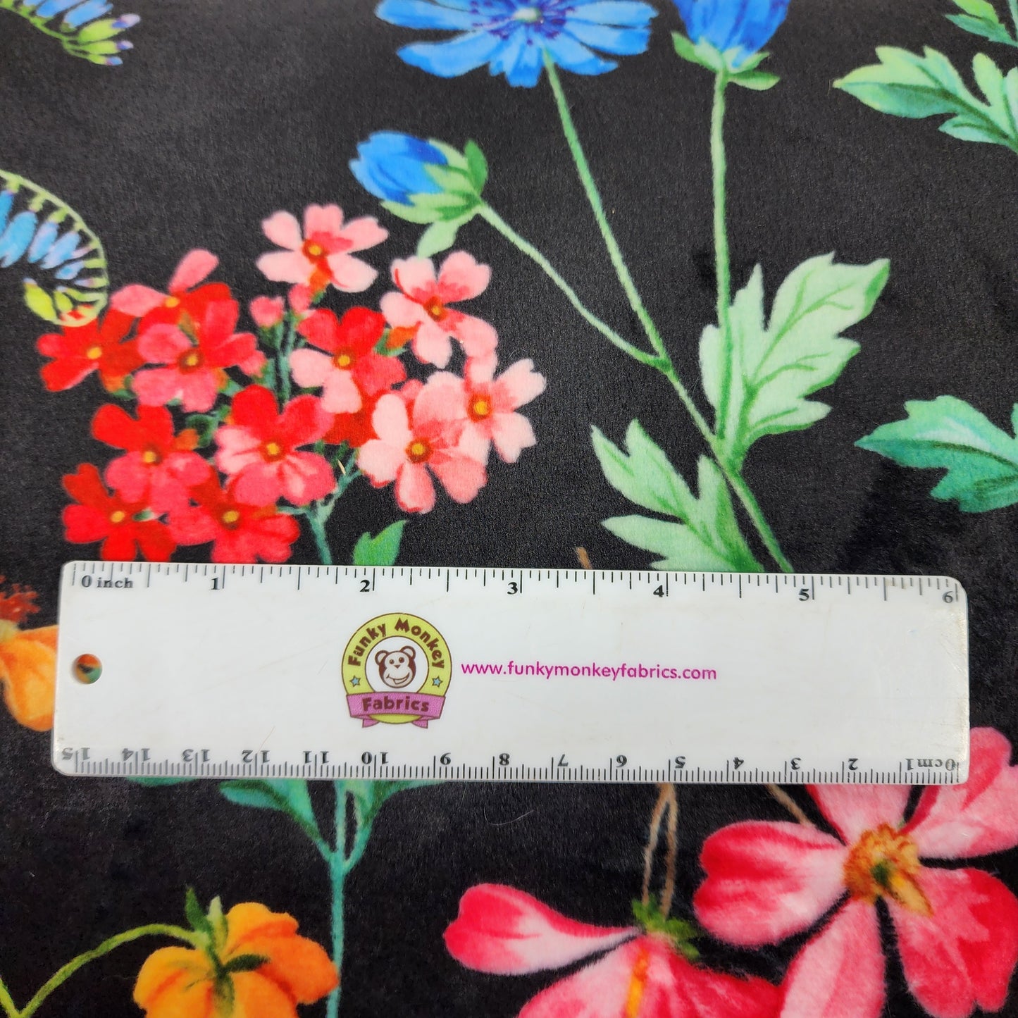 Black Florist Digital - Shannon Fabrics Cuddle Minky