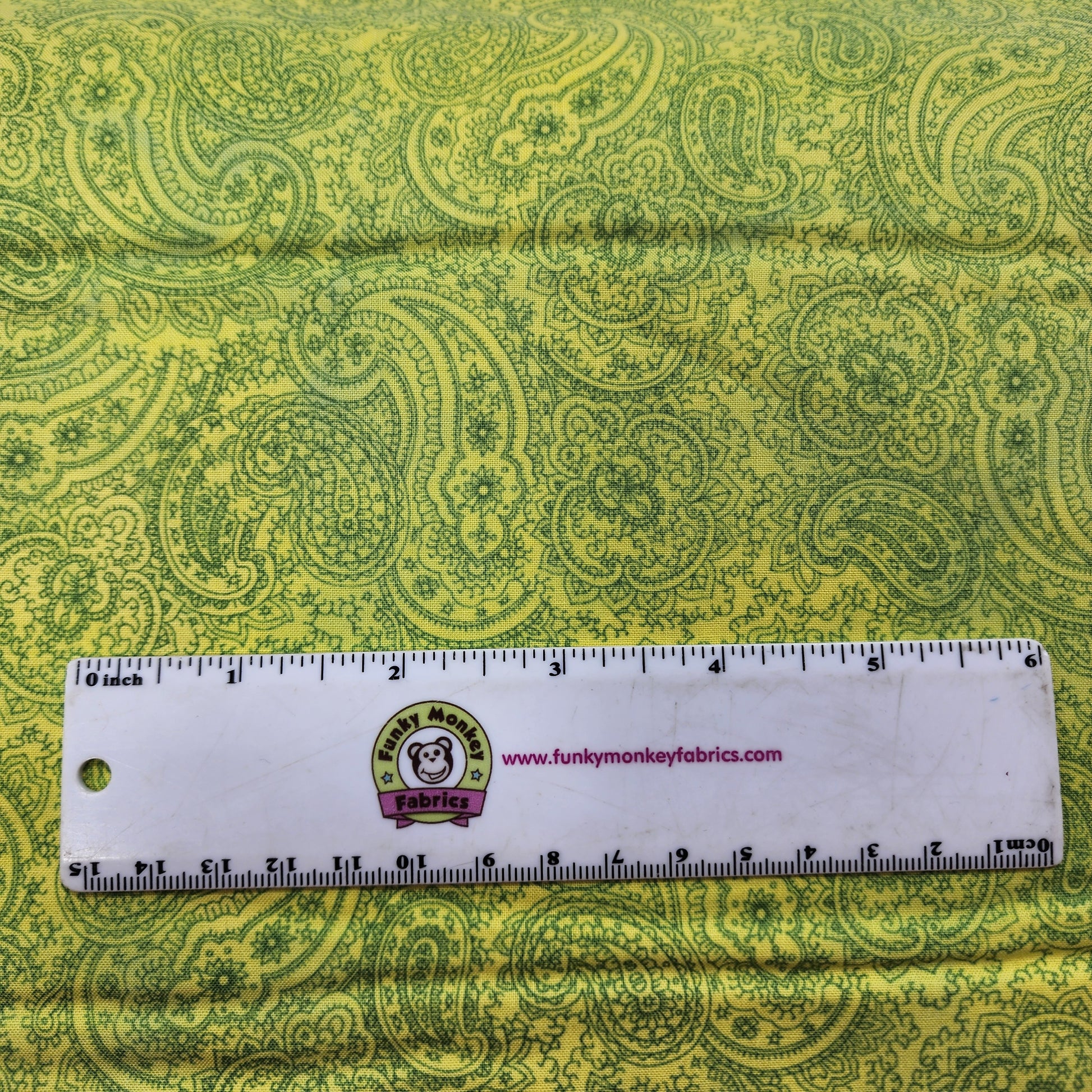 CLEARANCE Good Vibes Paisley in Dark Lime - Clothworks Cotton