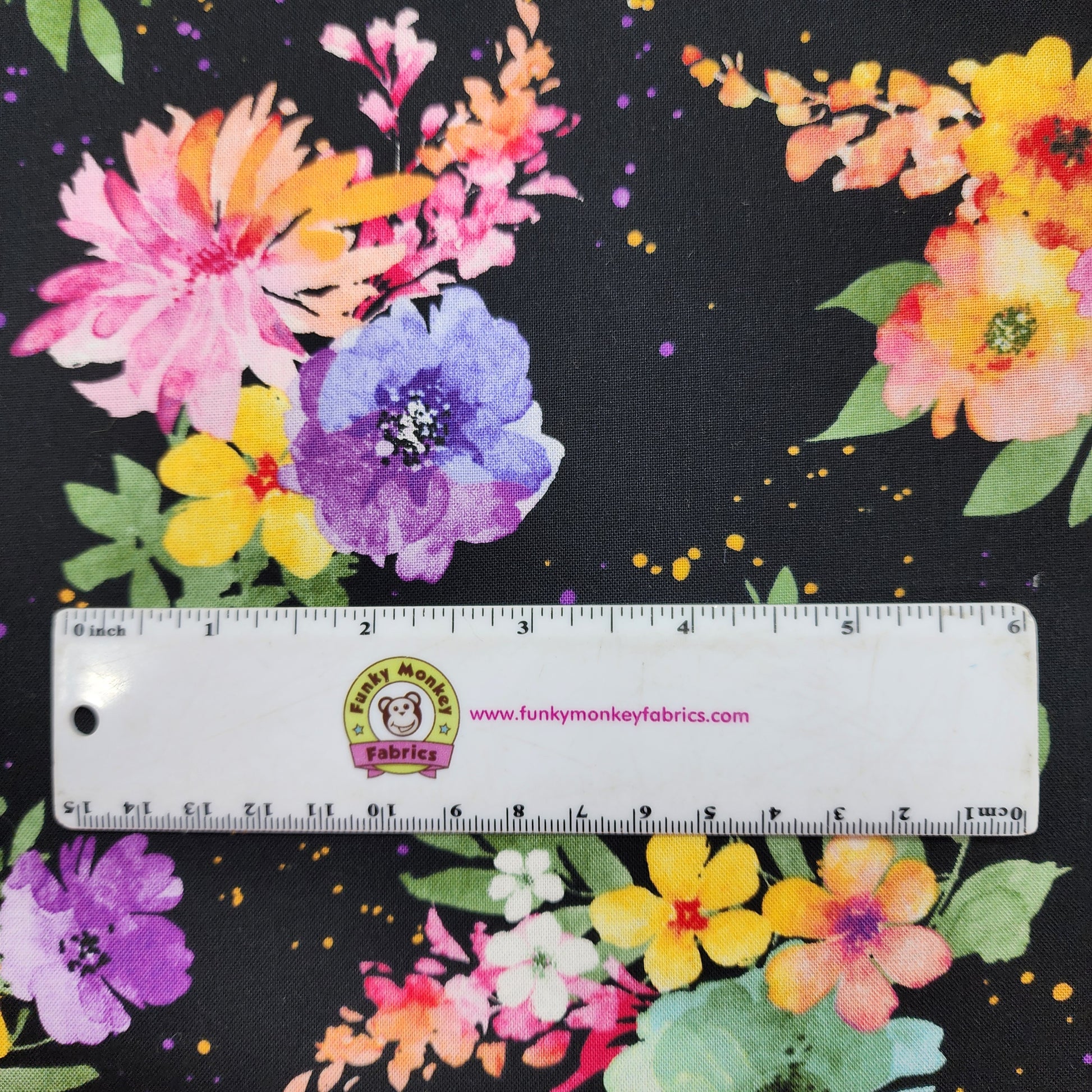 CLEARANCE Black Bouquet Toss - Wilmington Prints Cotton