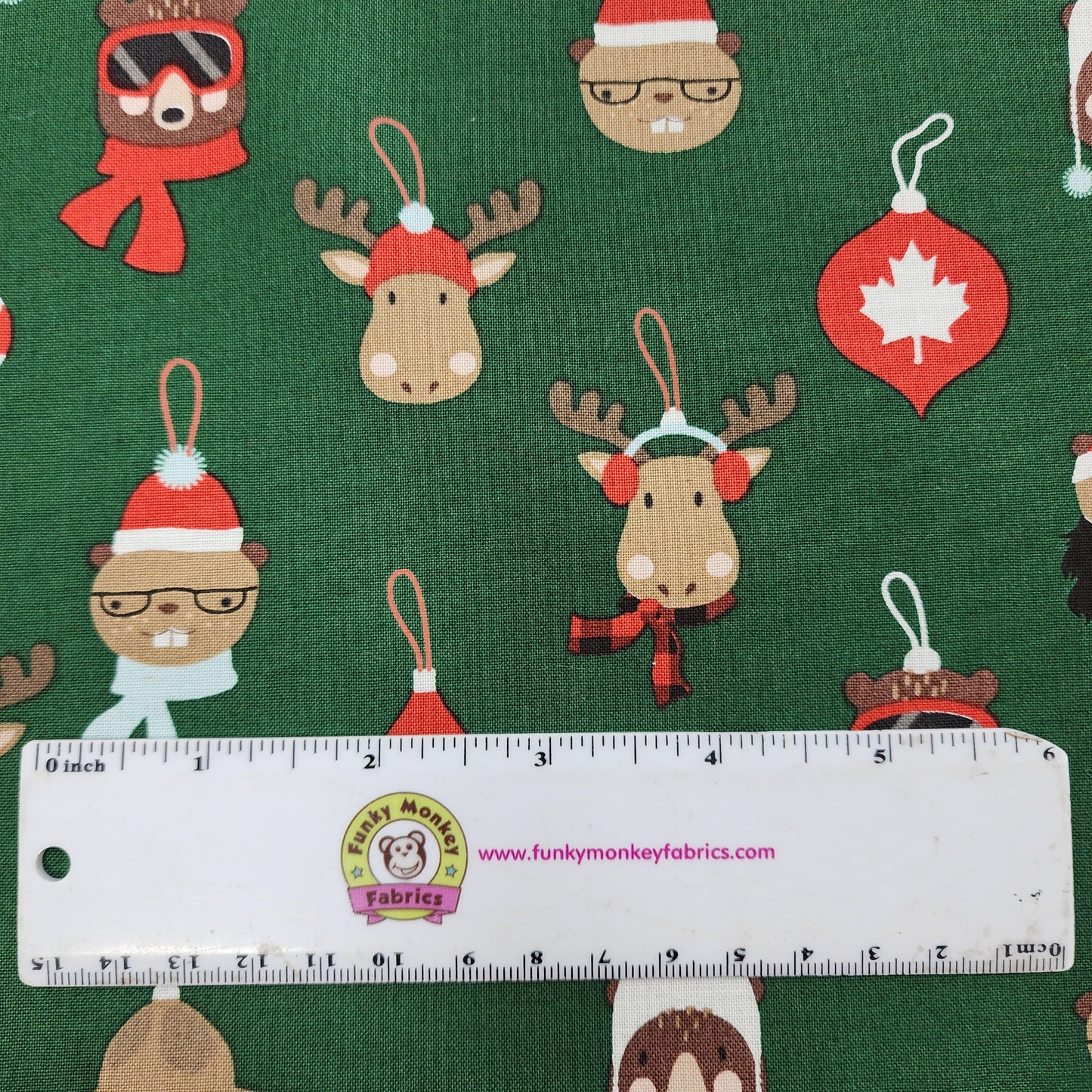 CLEARANCE Hunter Critter Ornaments Purely Canadian Eh - Robert Kaufman Cotton