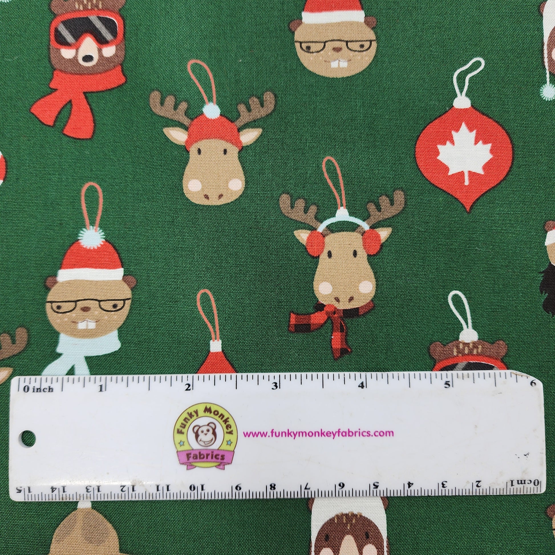 CLEARANCE Hunter Critter Ornaments Purely Canadian Eh - Robert Kaufman Cotton