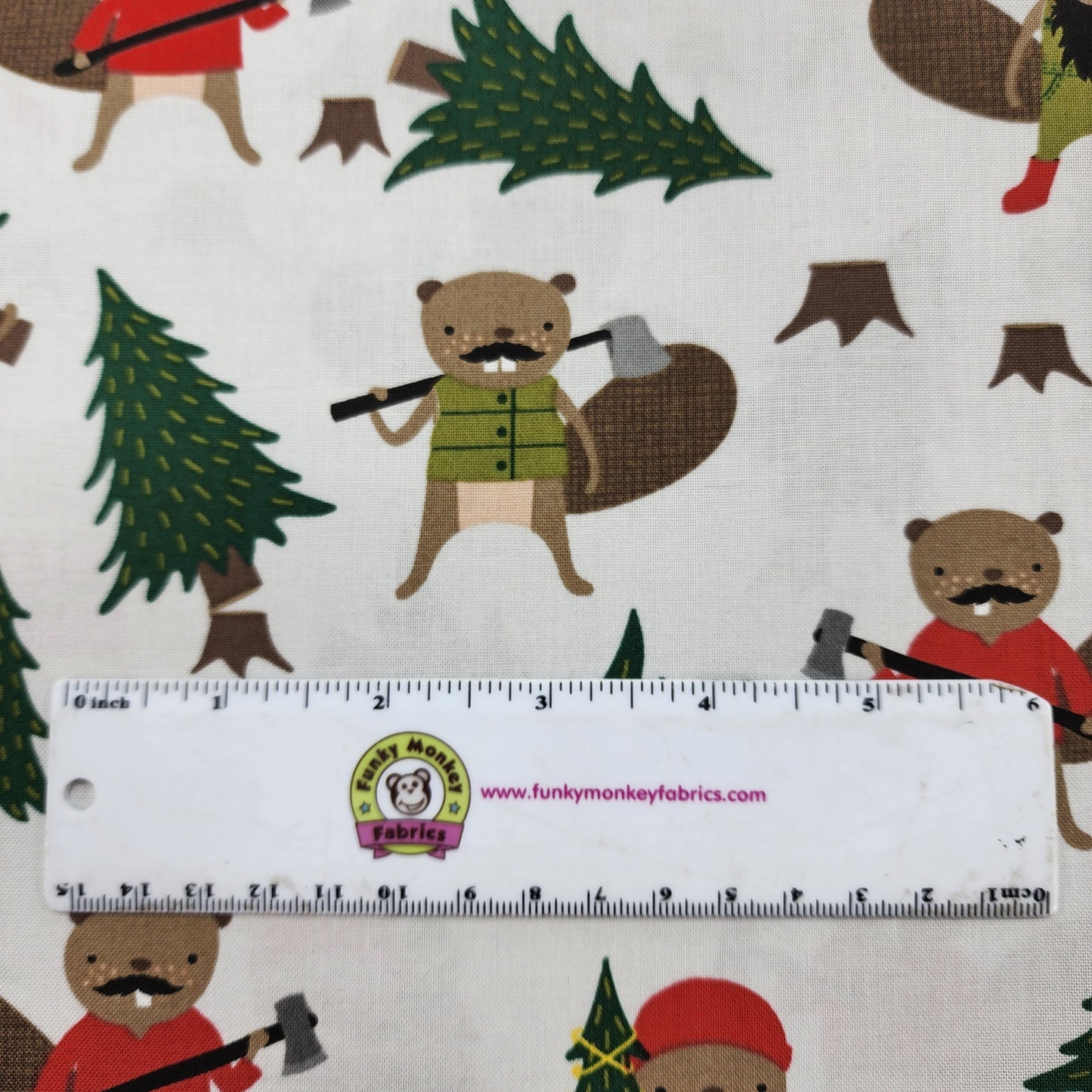 CLEARANCE Tree Cutting Grey Purely Canadian Eh - Robert Kaufman Cotton