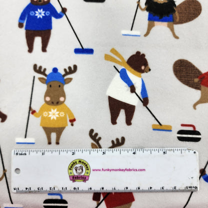 CLEARANCE Critters Curling Titanium Purely Canadian Eh - Robert Kaufman Flannel