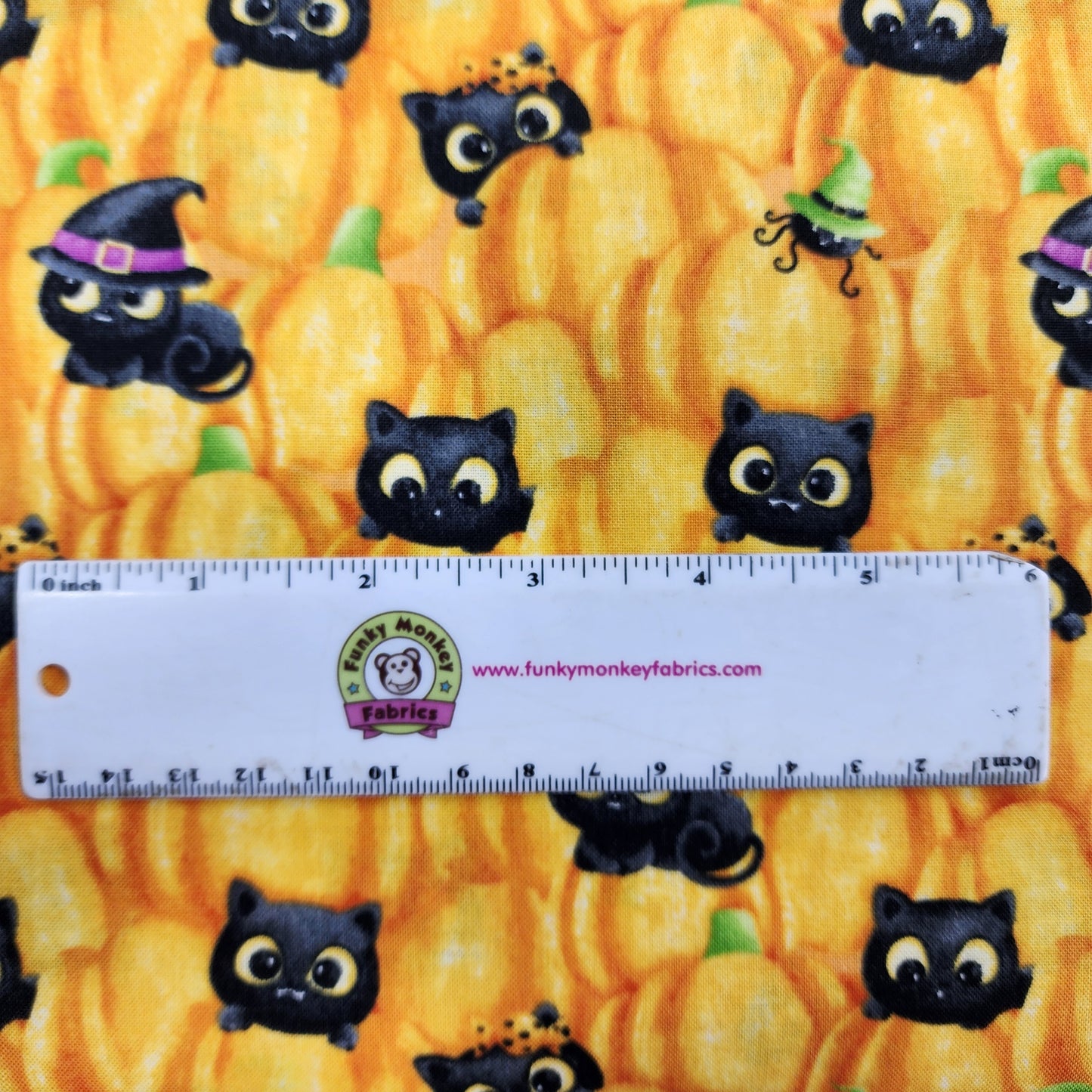 CLEARANCE Orange Multi Double Bubble Kitty Trouble - Northcott Cotton