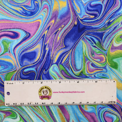 CLEARANCE Multi Swirly Pattern Metallic - Timeless Treasures Cotton