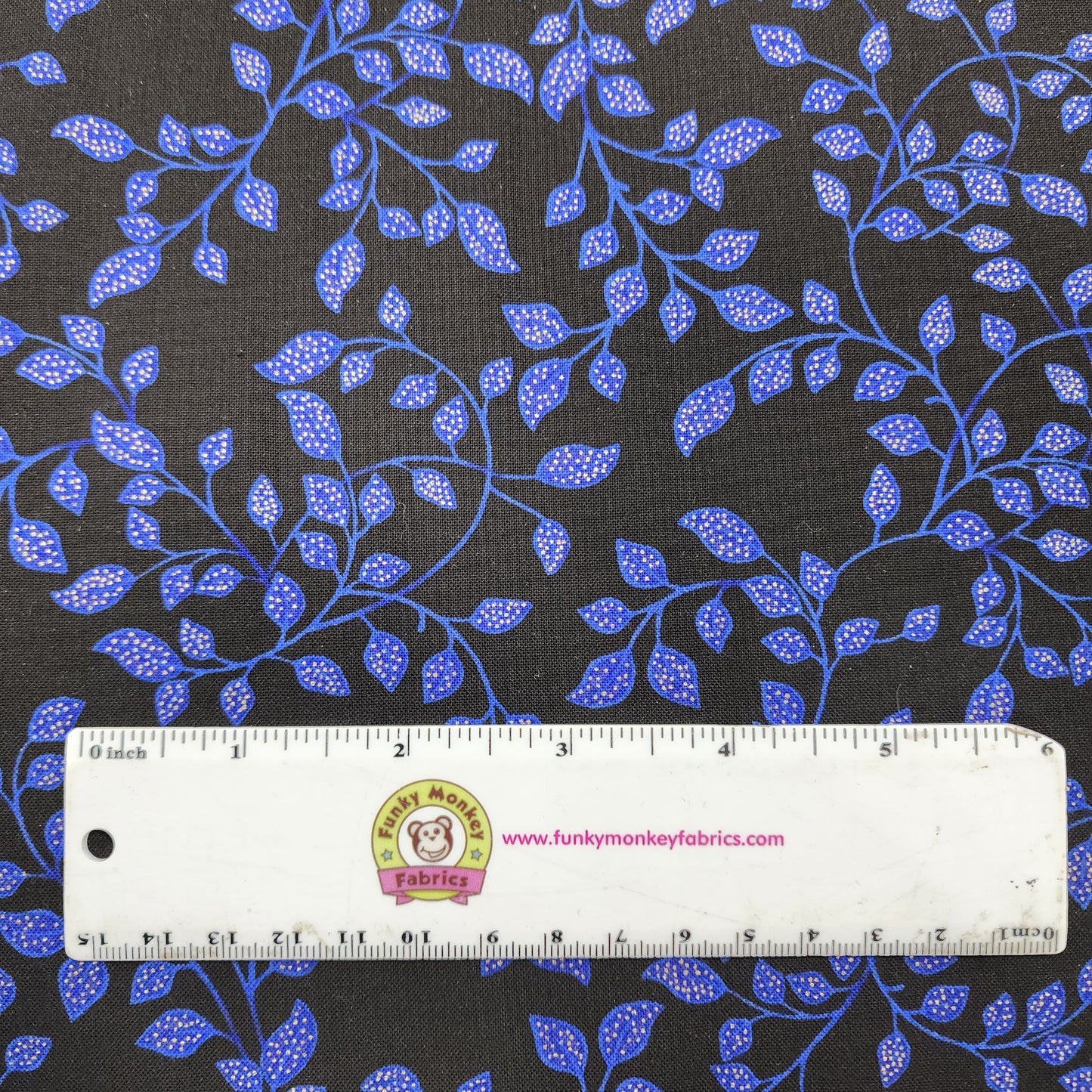 Black Mini Dotted Leaves Metallic - Timeless Treasures Cotton