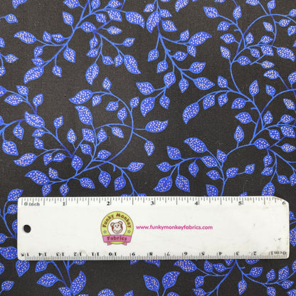 Black Mini Dotted Leaves Metallic - Timeless Treasures Cotton