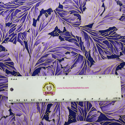 CLEARANCE Purple Fancy Acanthus Scroll Metallic - Timeless Treasures Cotton