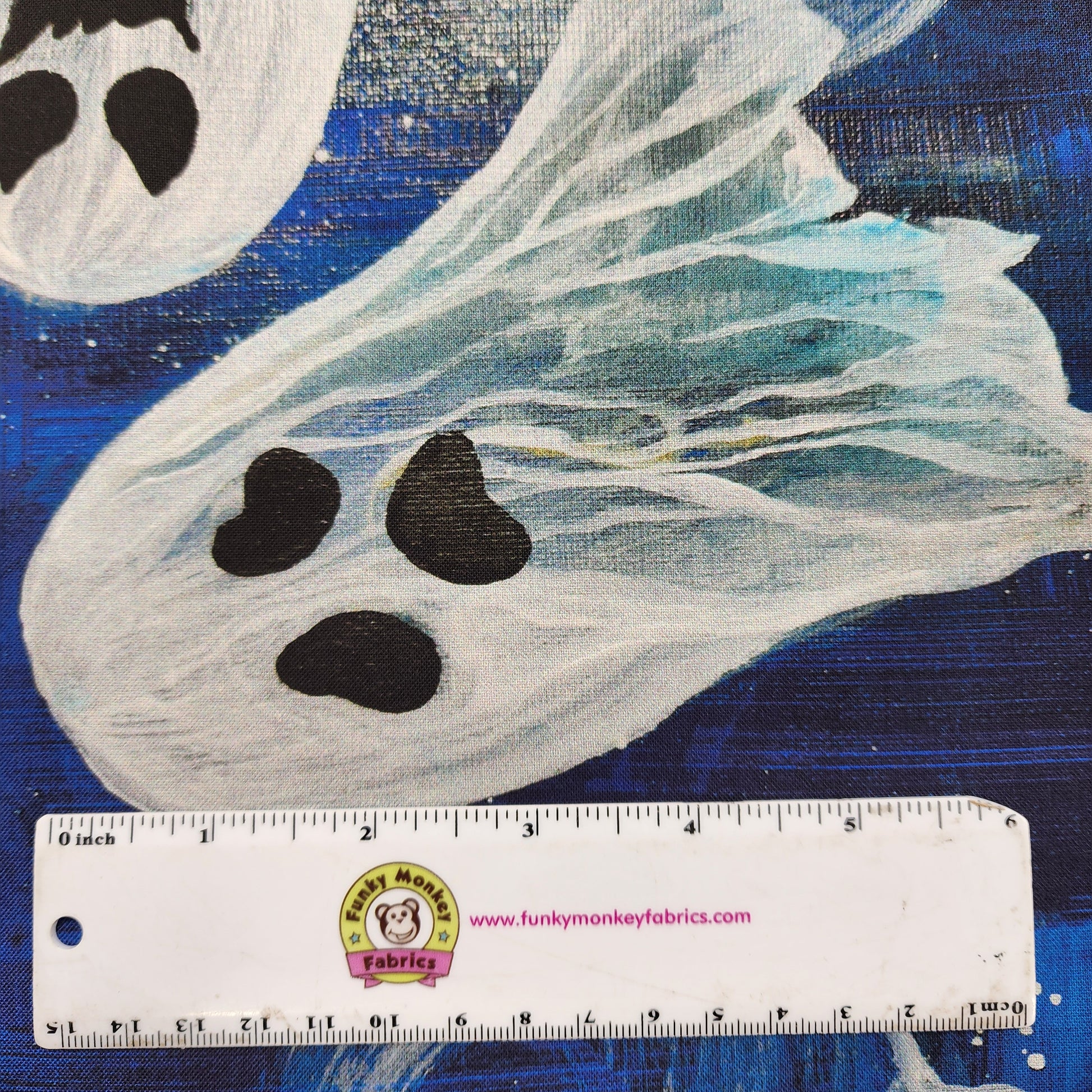 CLEARANCE Midnight Blue Dancing Ghosts - Northcott Cotton