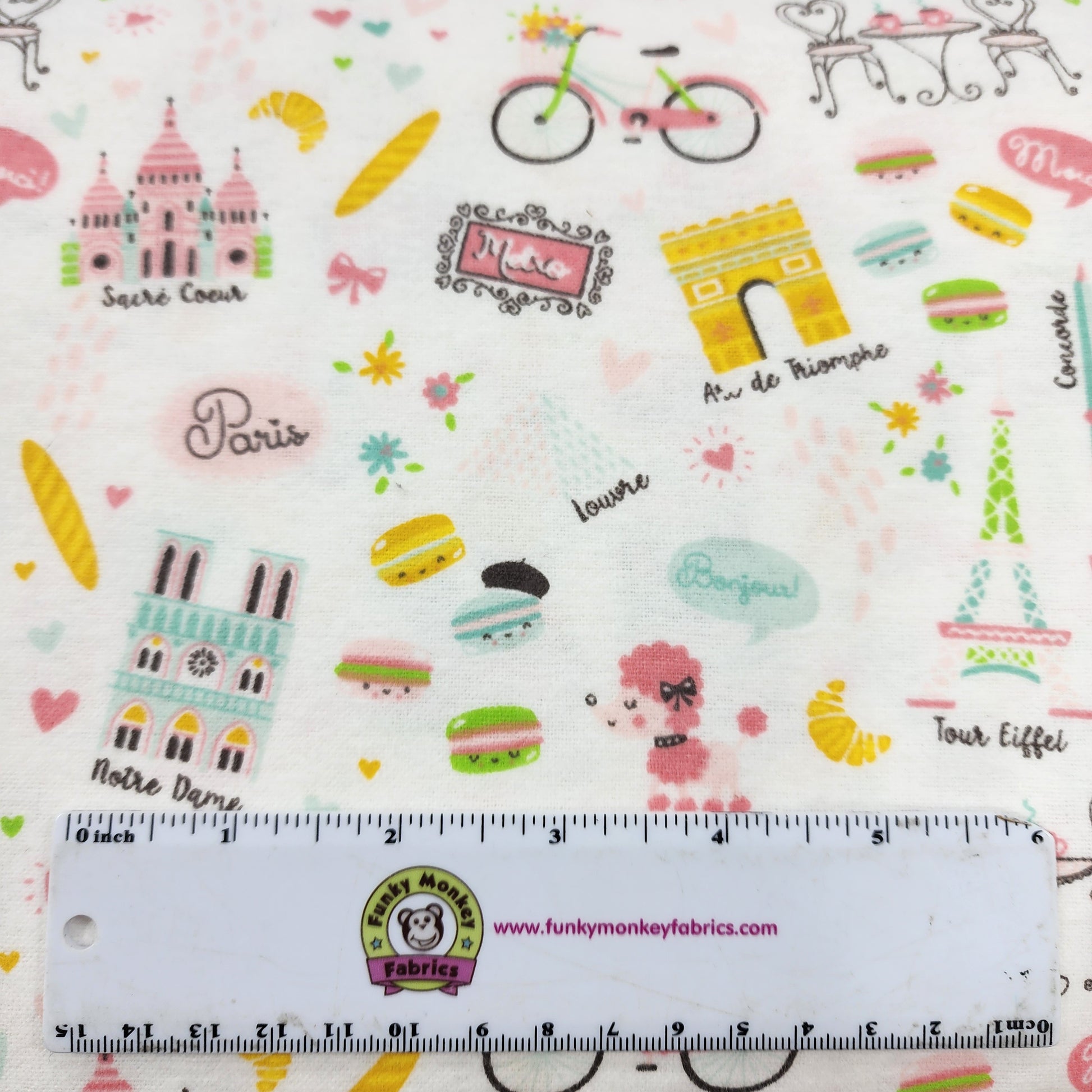 CLEARANCE French Charm on White - Camelot Flannel