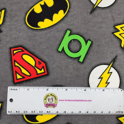 CLEARANCE DC Comics Multiple Logos on Grey - Camelot Flannel