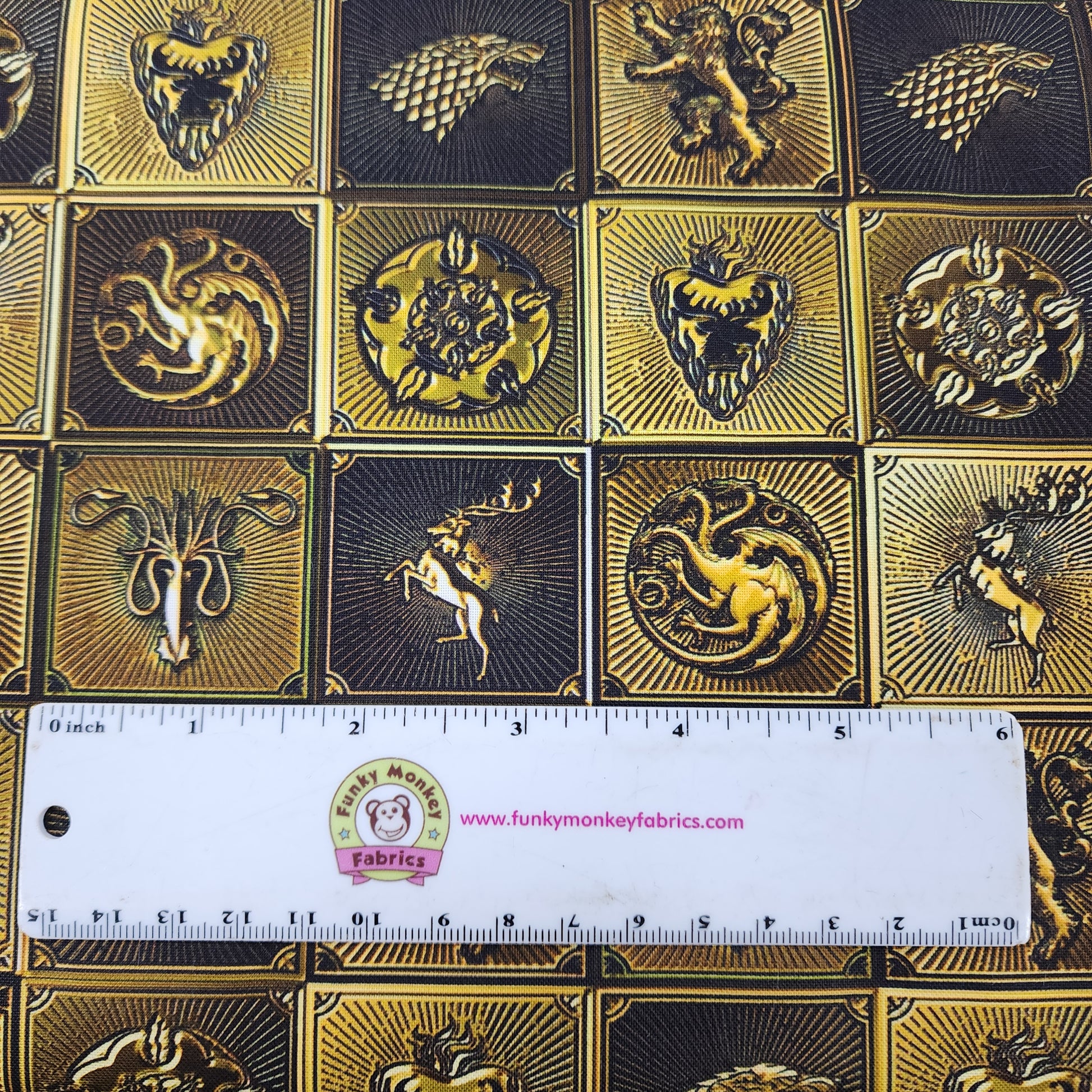 CLEARANCE Gold House Sigil Tiles GOT - Camelot Cotton