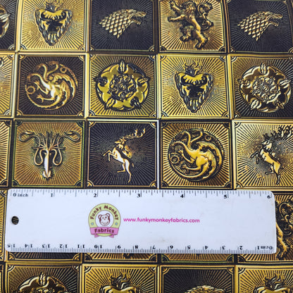 CLEARANCE Gold House Sigil Tiles GOT - Camelot Cotton