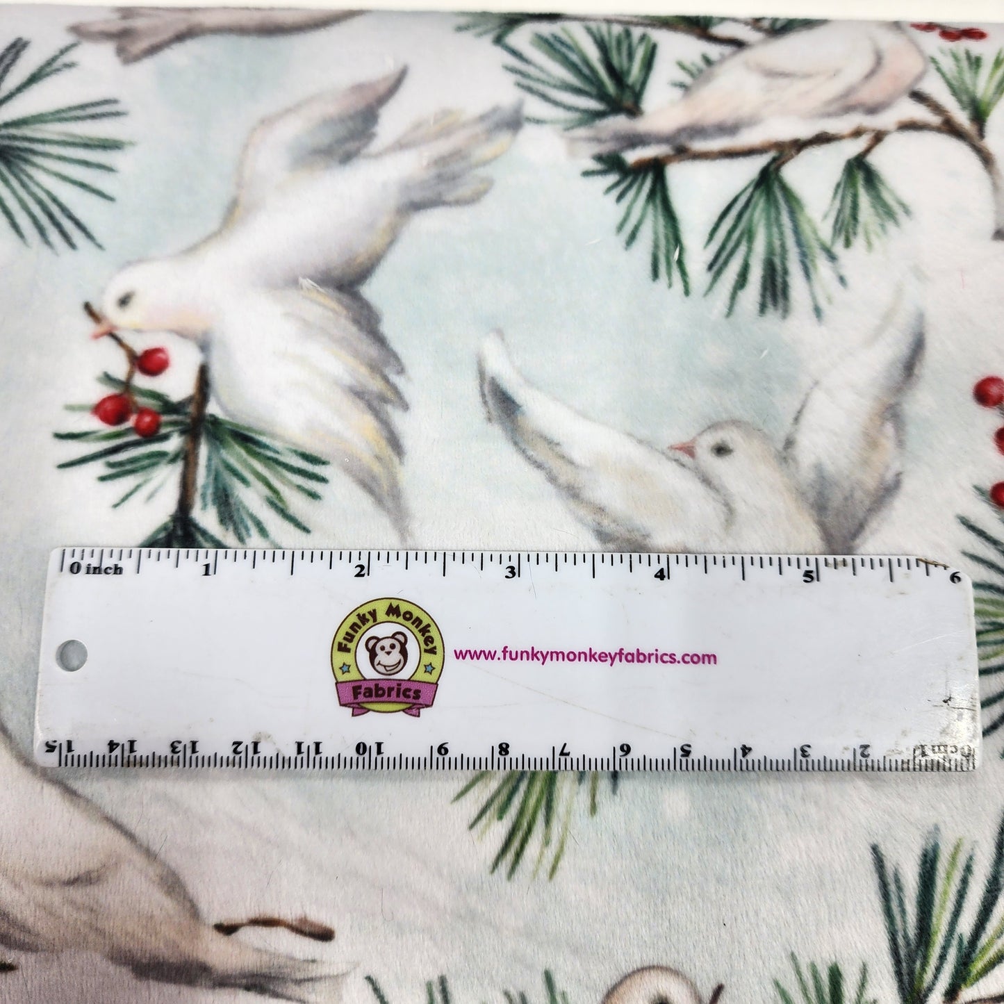 Multi White Doves Digital - Shannon Fabrics Cuddle Minky