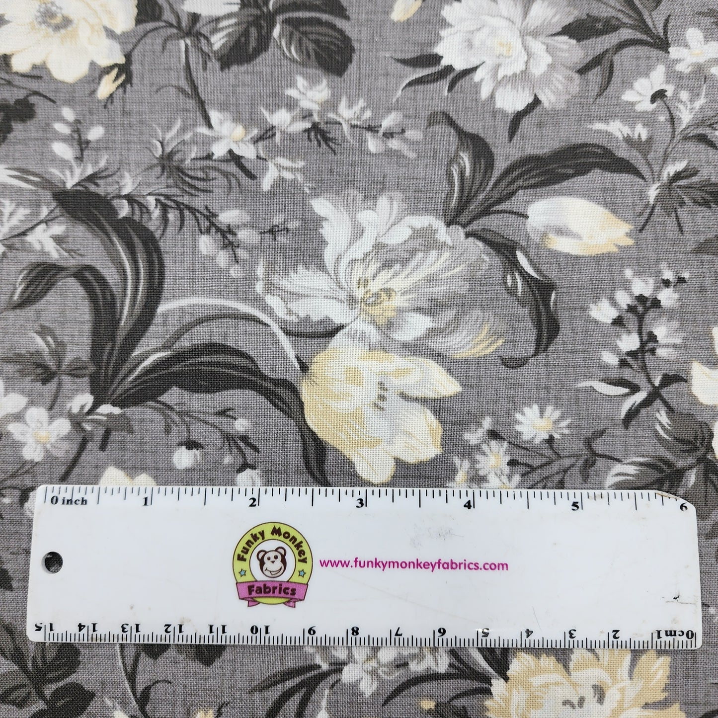 CLEARANCE Dark Grey Large Floral - Wilmington Prints Cotton