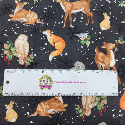 CLEARANCE Winter Forest Black Animal Toss - Wilmington Prints Cotton