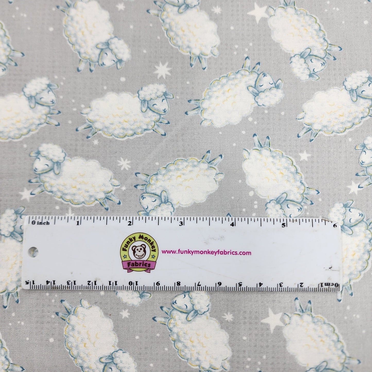 CLEARANCE Reach For the Stars Sheep on Grey - Wilmington Prints Cotton