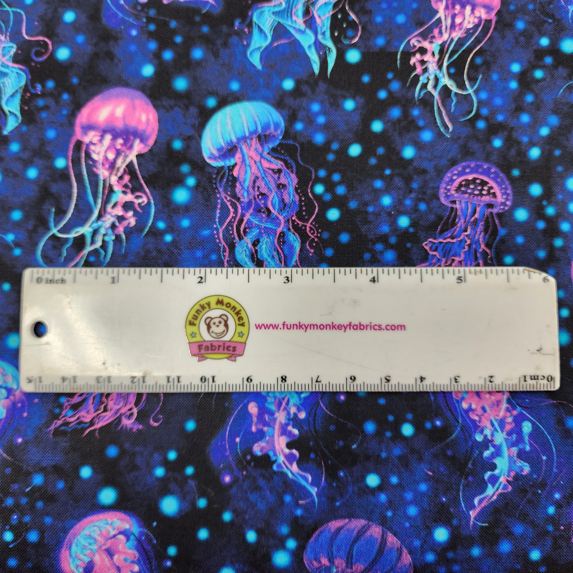 Midnight Bioluminescent Jellyfish - Timeless Treasures Cotton