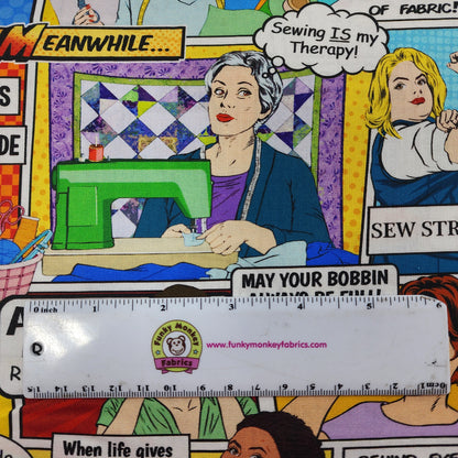 CLEARANCE Multi Sewing Comic - Timeless Treasures Cotton