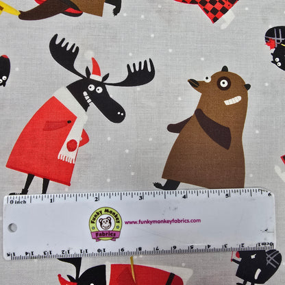 CLEARANCE Grey Canadian Capers - Wilmington Prints Cotton