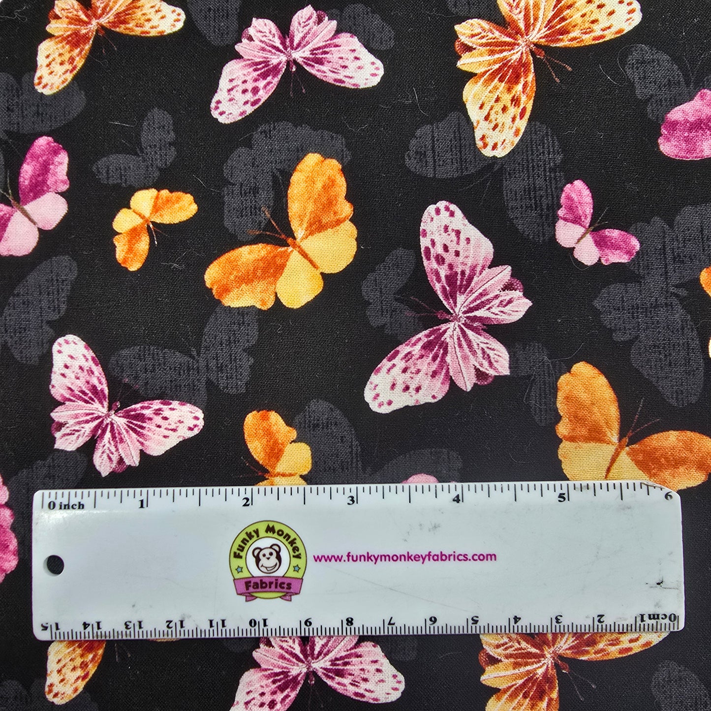 CLEARANCE Botanical Magic Black Butterflies - Wilmington Prints Cotton