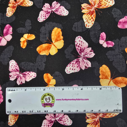 CLEARANCE Botanical Magic Black Butterflies - Wilmington Prints Cotton