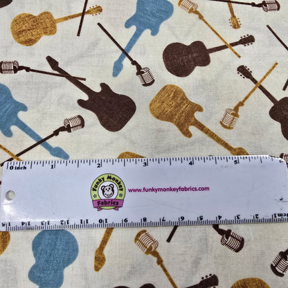 CLEARANCE Rhythm & Harmony Guitar & Mic Toss - Wilmington Prints Cotton