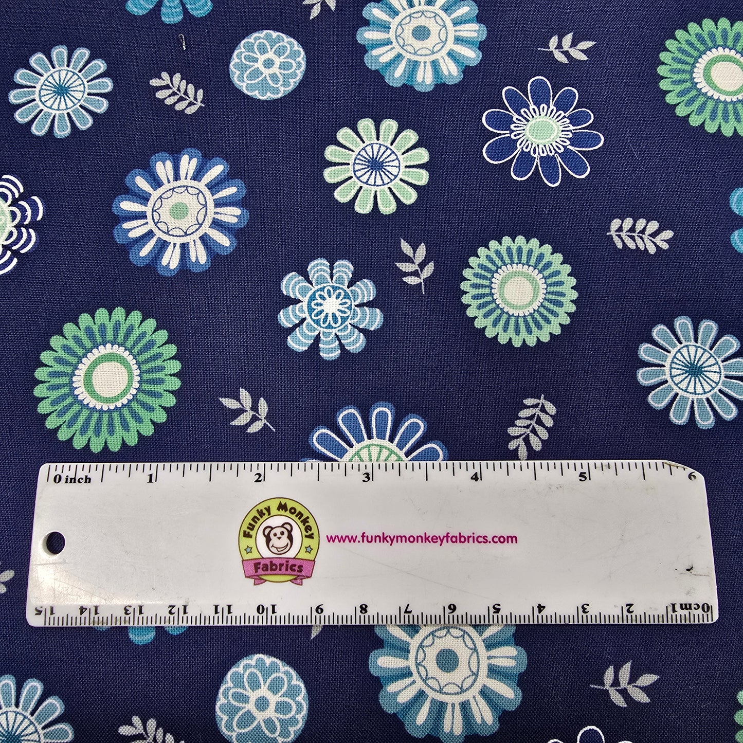 CLEARANCE Navy Blossoms Toss - Wilmington Prints Cotton