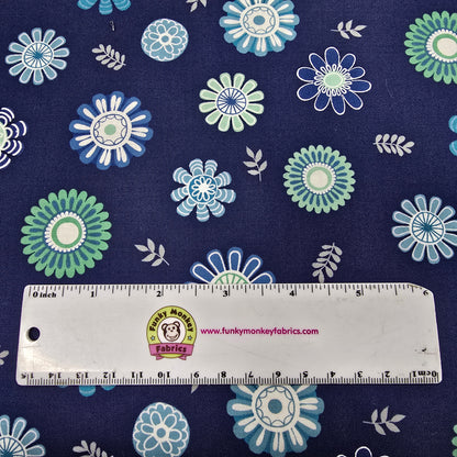 CLEARANCE Navy Blossoms Toss - Wilmington Prints Cotton