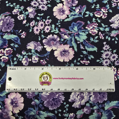 CLEARANCE Aubergine Dark Blue Packed Floral - Wilmington Prints Cotton