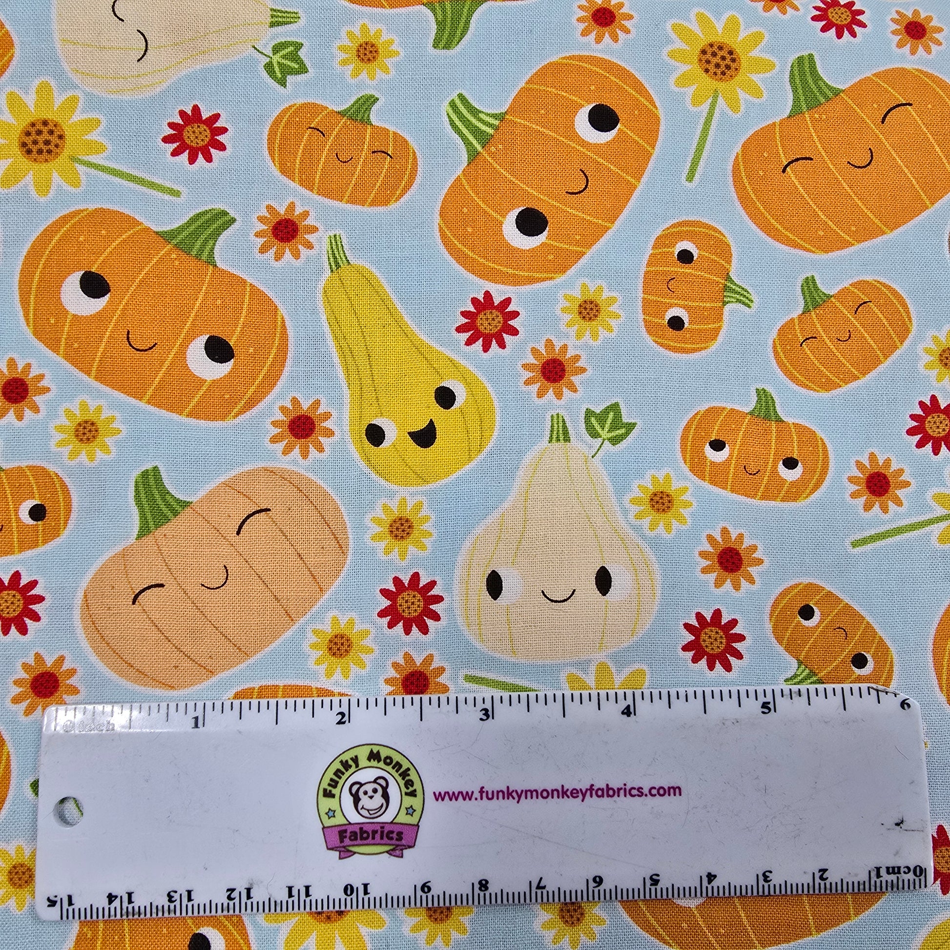 CLEARANCE Let it Grow Gourds on Blue - Studio E Cotton