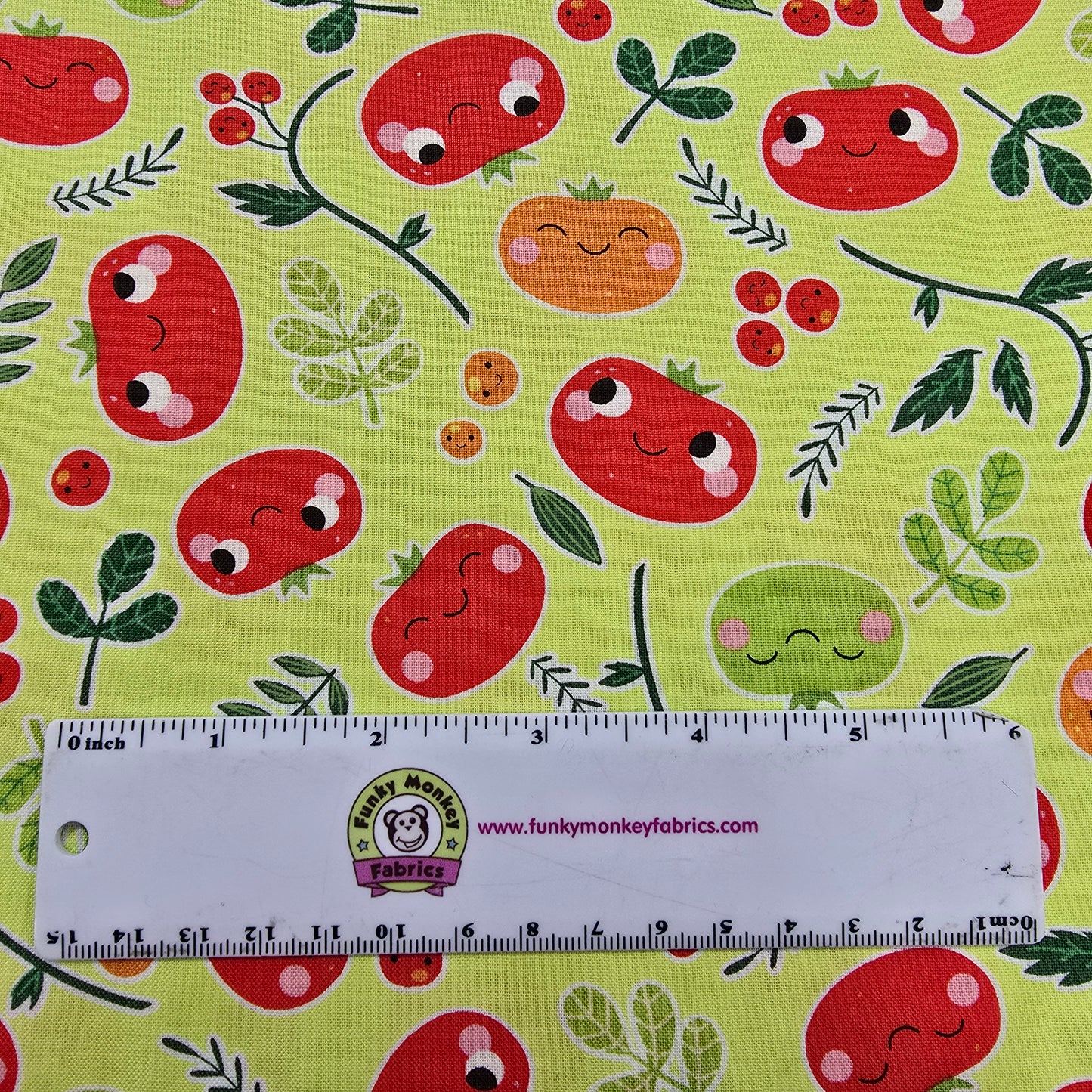 CLEARANCE Let it Grow Tomatoes Green/Red - Studio E Cotton