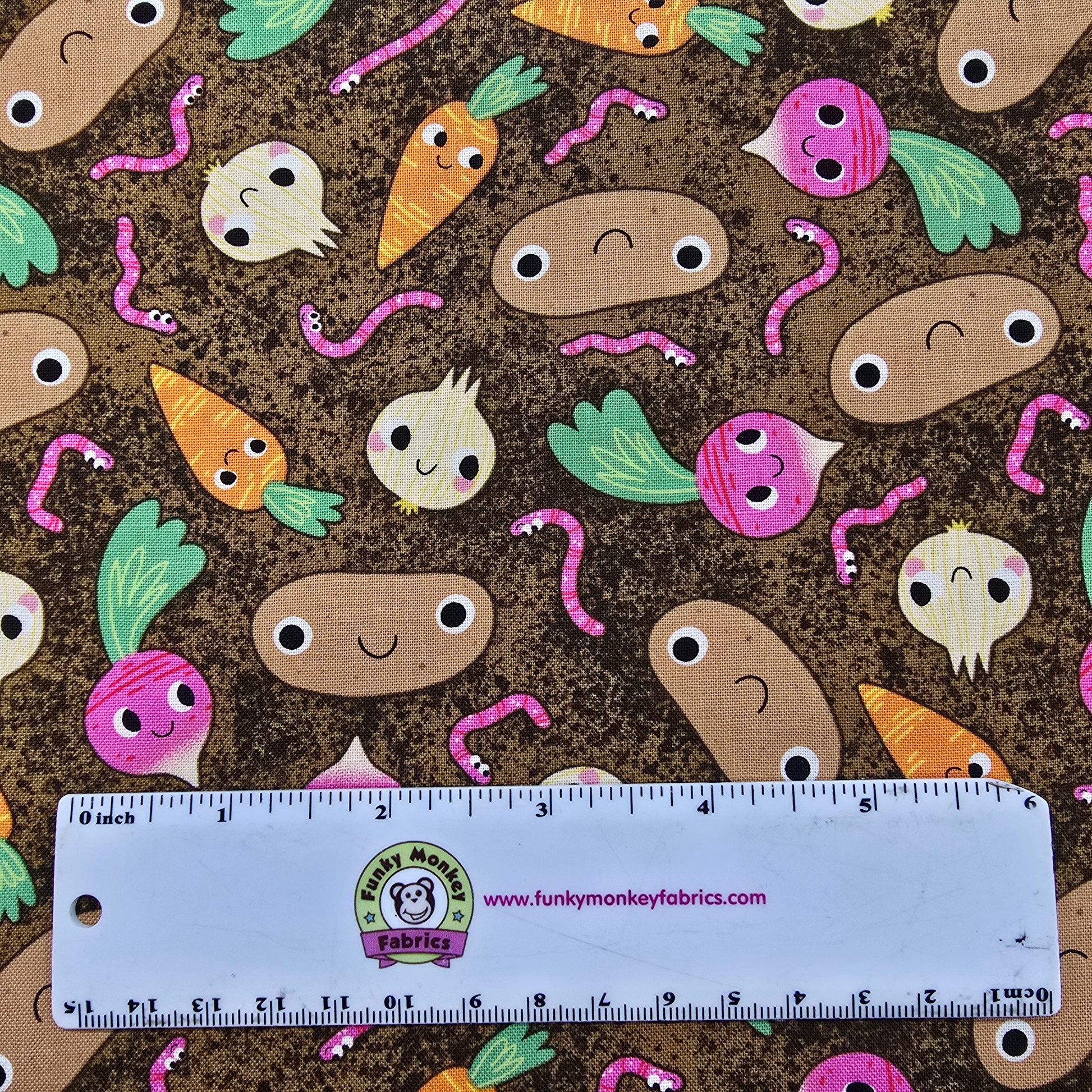 CLEARANCE Let it Grow Brown Root Vegetables - Studio E Cotton