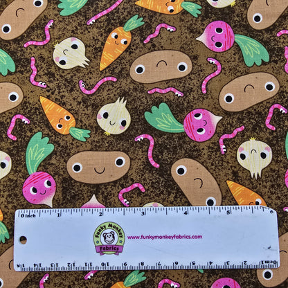 CLEARANCE Let it Grow Brown Root Vegetables - Studio E Cotton