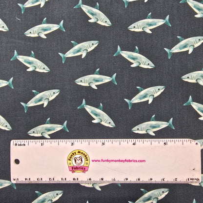 CLEARANCE Teal Sharks - Camelot Cotton