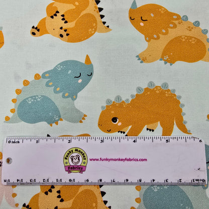 Blue Dino Land - KK Fabrics Cotton