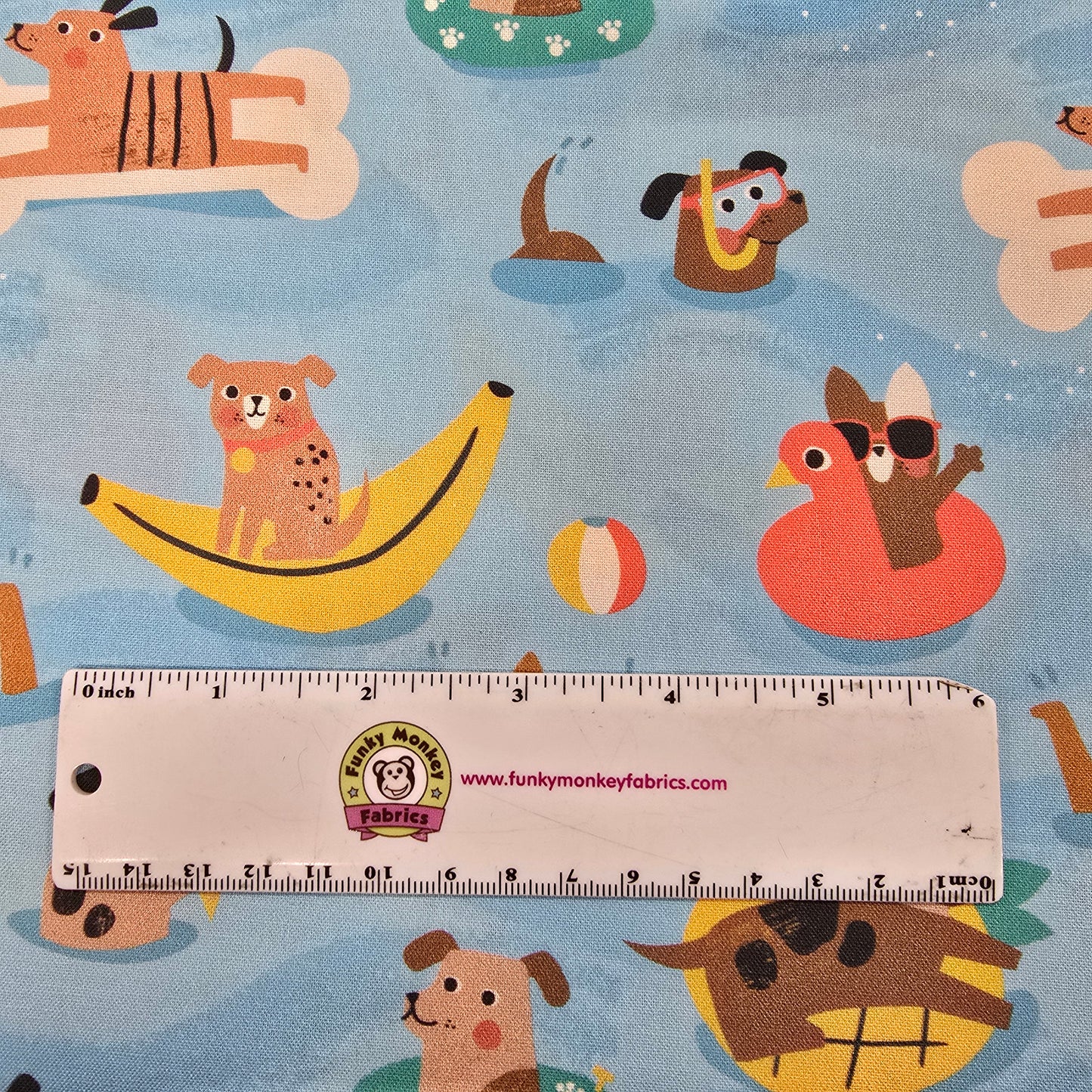 Blue Puppy Pool Party - Dashwood Studio Cotton