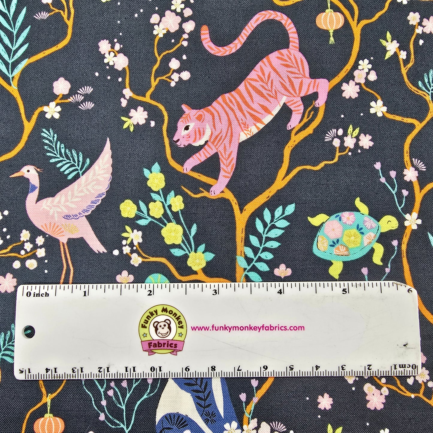 CLEARANCE Jungle on Navy - Blossom Days - Dashwood Studio Cotton