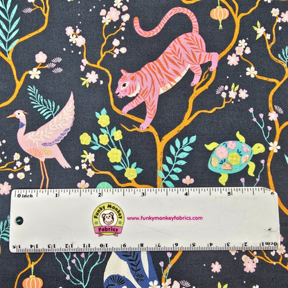 CLEARANCE Jungle on Navy - Blossom Days - Dashwood Studio Cotton