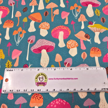 Mushrooms on Teal - Woodland Wander - Dashwood Studio Cotton