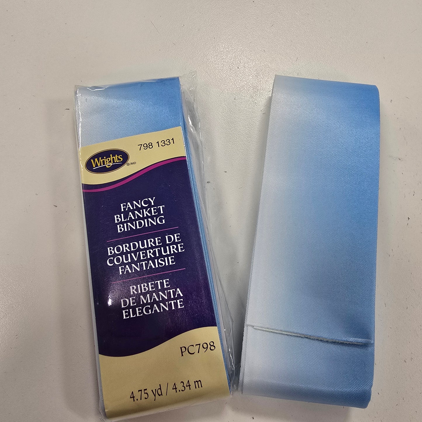 Ombre Blue Satin Blanket Binding