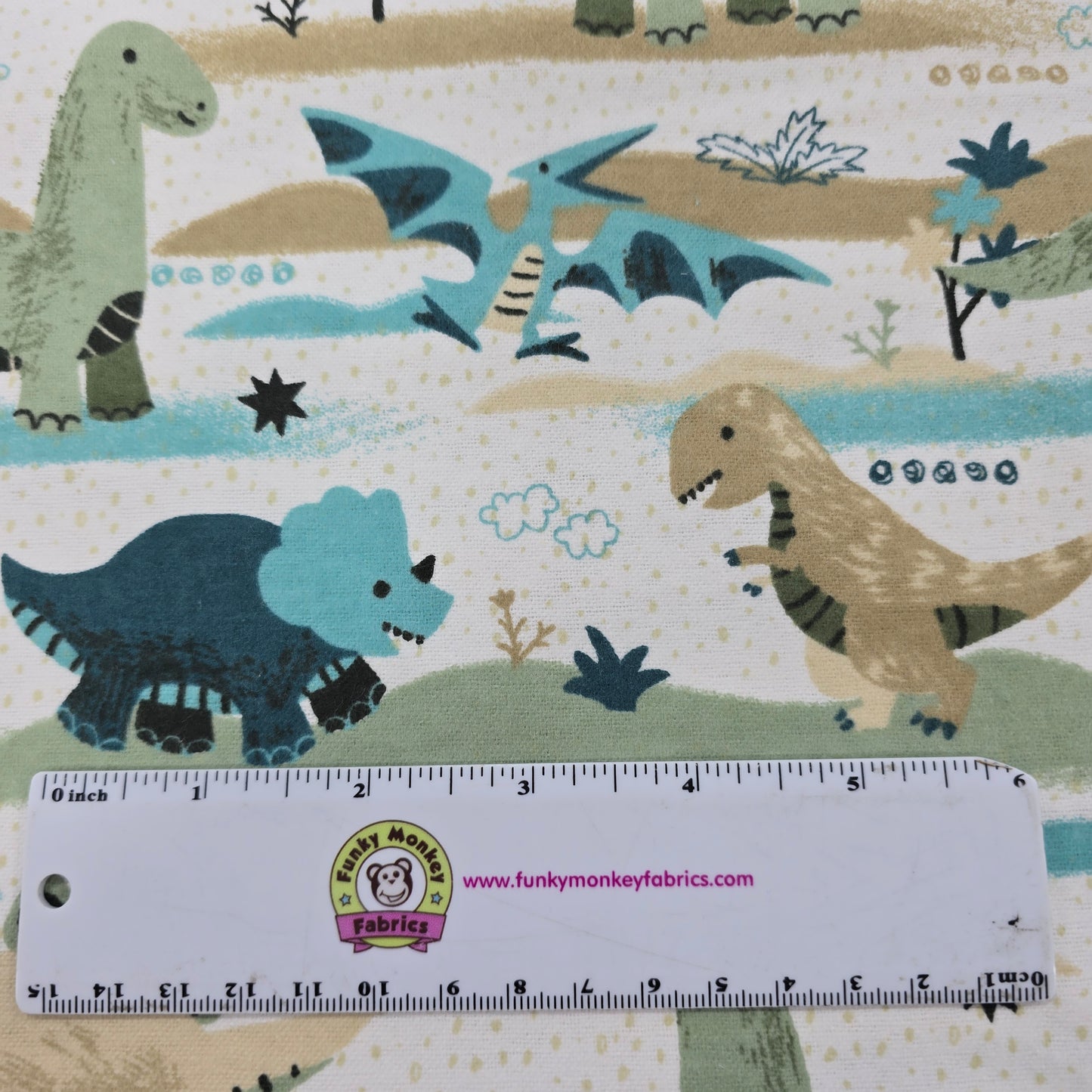 Going Dino White - David Textiles Flannel