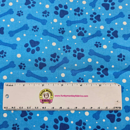 Blue Paws and Bones - David Textiles